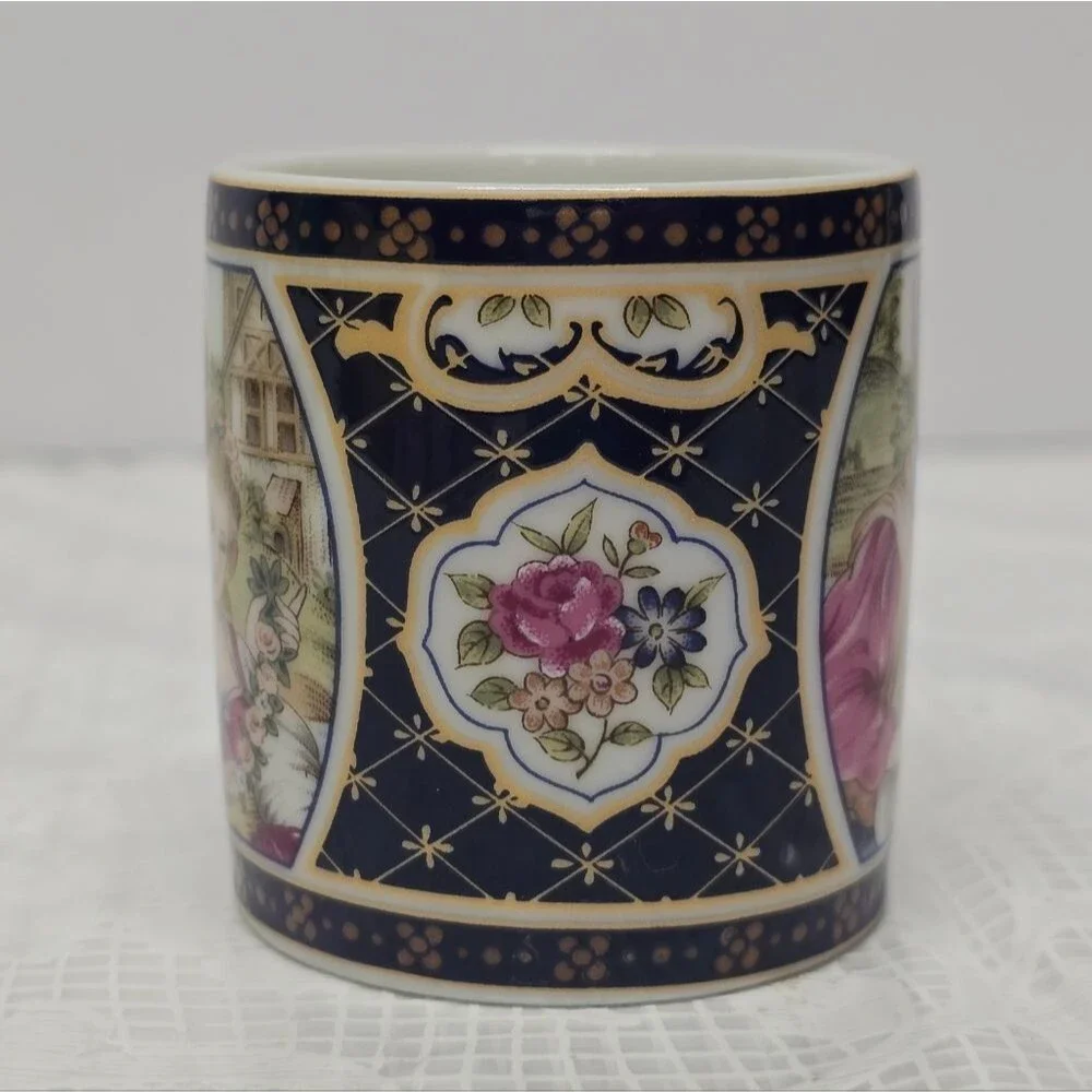 Tiger Yedi Japan Victorian Romantic Couple Espresso Cup & Saucer Vintage